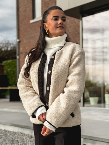 Veste en teddy Glacéria - Beige/Noir