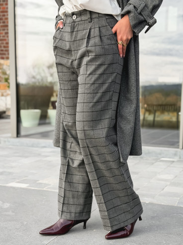 Pantalon à carreaux Nazaré - Gris