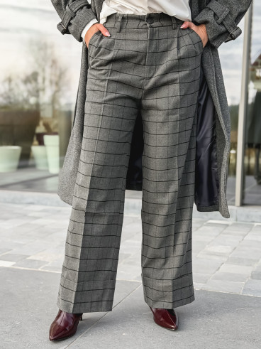 Pantalon à carreaux Nazaré - Gris