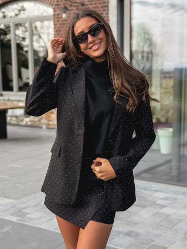 Jupe short à strass Space - Noir