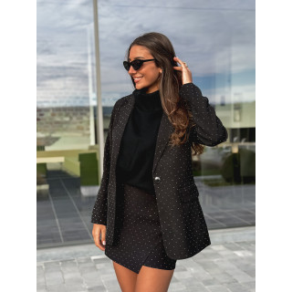 Jupe short à strass Space - Noir