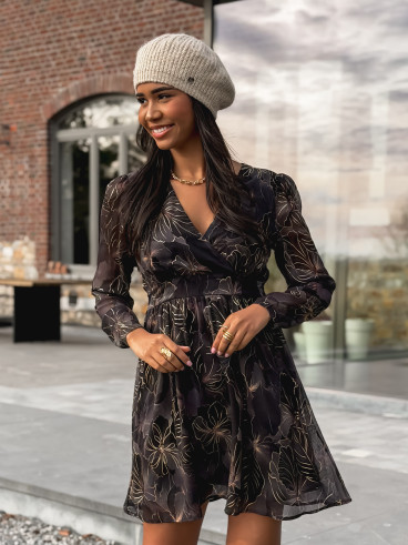 Robe à fleurs Évora - Noir/Doré Robe à fleurs Évora - Noir/Doré