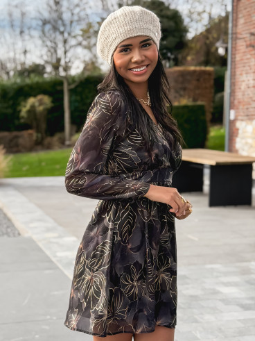 Robe à fleurs Évora - Noir/Doré Robe à fleurs Évora - Noir/Doré