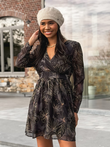 Robe à fleurs Évora - Noir/Doré Robe à fleurs Évora - Noir/Doré