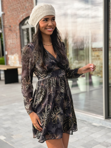Robe à fleurs Évora - Noir/Doré Robe à fleurs Évora - Noir/Doré