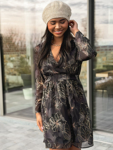 Robe à fleurs Évora - Noir/Doré Robe à fleurs Évora - Noir/Doré