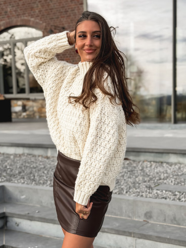 Jupe en simili Armeya - Chocolat Jupe en simili Armeya - Chocolat