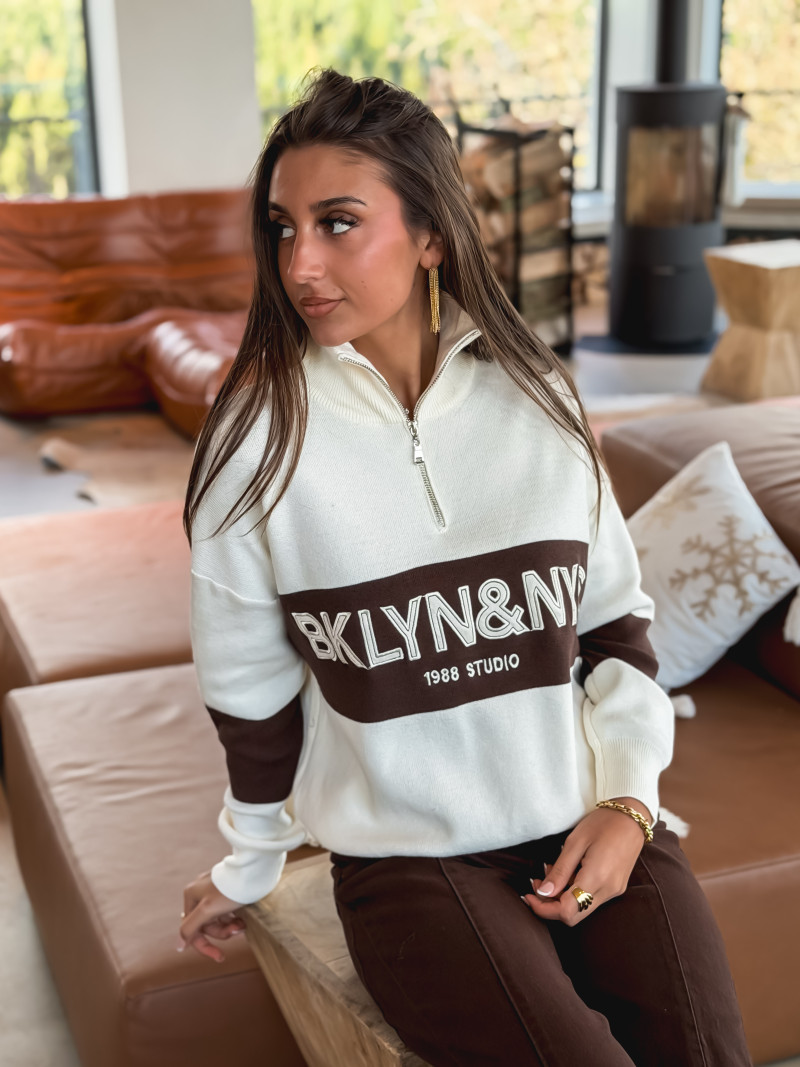 Pull Elvira - Beige/Chocolat