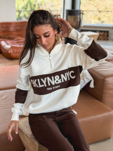 Pull Elvira - Beige/Chocolat
