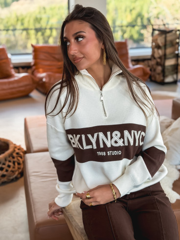 Pull Elvira - Beige/Chocolat