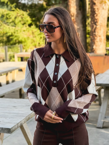Pull à motif Tara - Chocolat