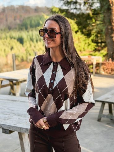 Pull à motif Tara - Chocolat