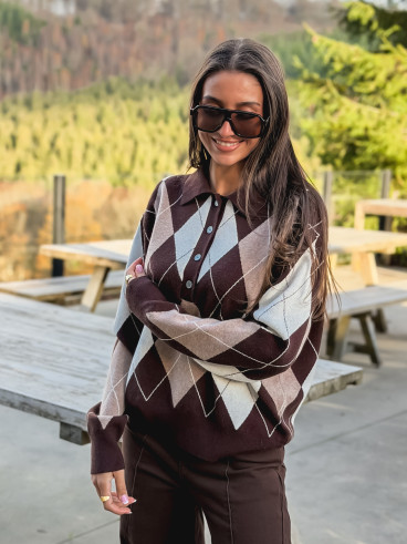 Pull à motif Tara - Chocolat