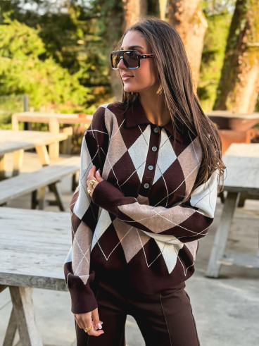 Pull à motif Tara - Chocolat