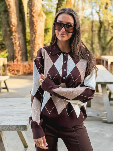 Pull à motif Tara - Chocolat