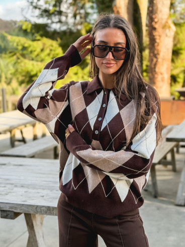 Pull à motif Tara - Chocolat