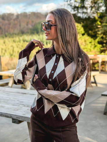 Pull à motif Tara - Chocolat