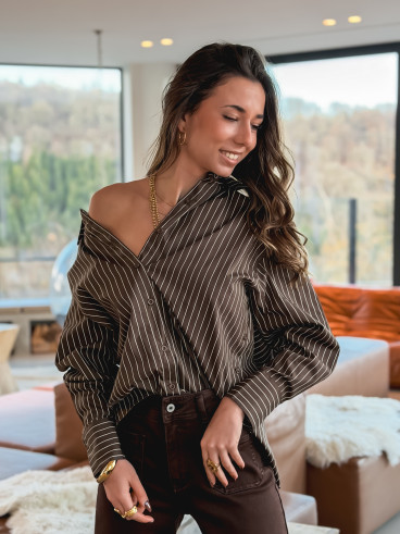 Chemise Lignée Ness - Chocolat