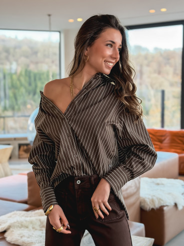 Chemise Lignée Ness - Chocolat