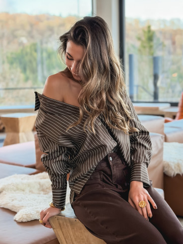 Chemise Lignée Ness - Chocolat