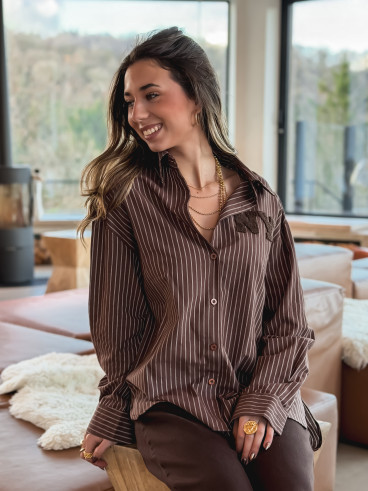 Chemise lignée Nastasia - Chocolat
