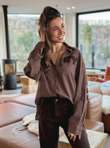 Chemise lignée Nastasia - Chocolat