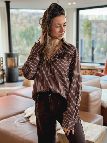 Chemise lignée Nastasia - Chocolat