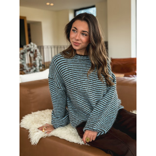 Pull ligné Lobélia - Bleu/Chocolat