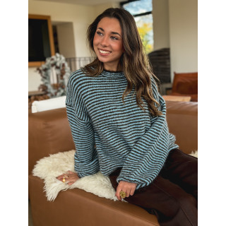 Pull ligné Lobélia - Bleu/Chocolat