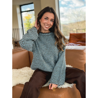 Pull ligné Lobélia - Bleu/Chocolat