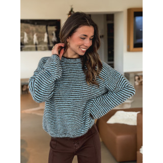 Pull ligné Lobélia - Bleu/Chocolat