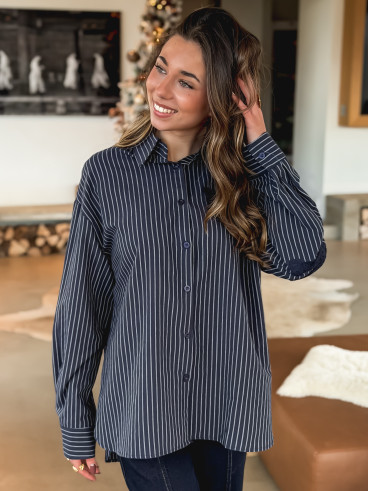 Chemise lignée Nastasia - Bleu marine
