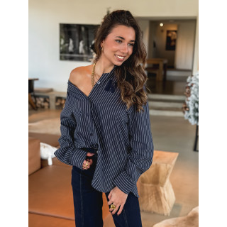 Chemise lignée Nastasia - Bleu marine