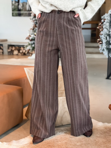 Pantalon ligné Othilie - Chocolat