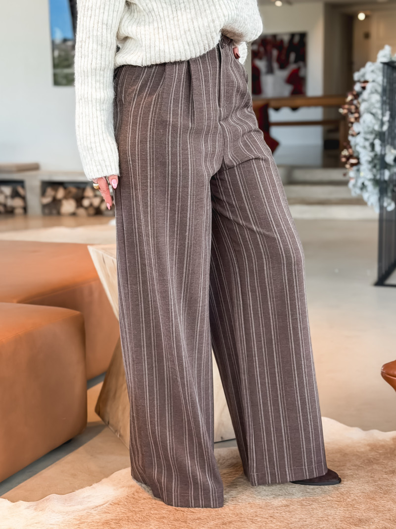 Pantalon ligné Othilie - Chocolat Pantalon ligné Othilie - Chocolat