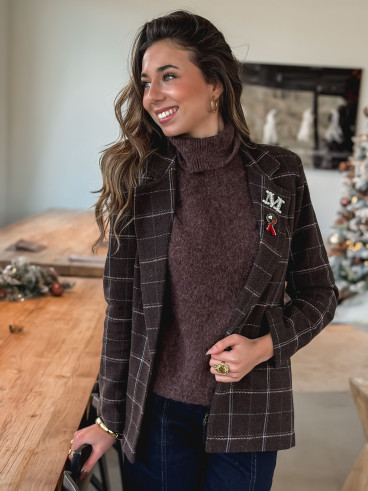 Blazer à carreaux Norella - Marron