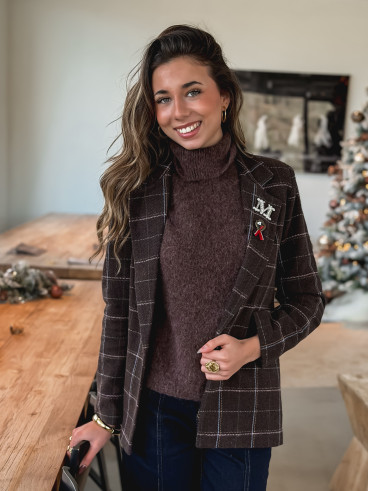 Blazer à carreaux Norella - Marron