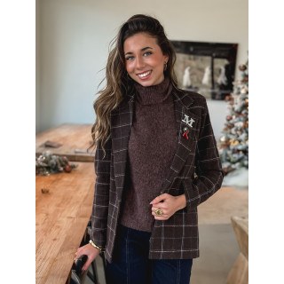 Blazer à carreaux Norella - Marron