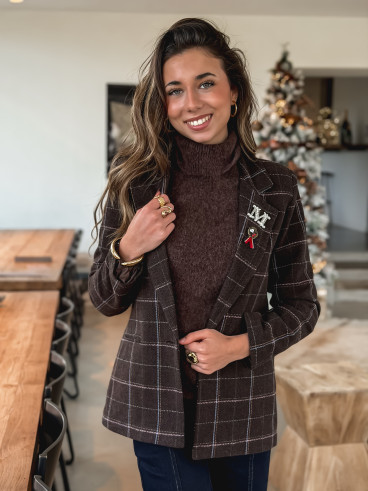 Blazer à carreaux Norella - Marron