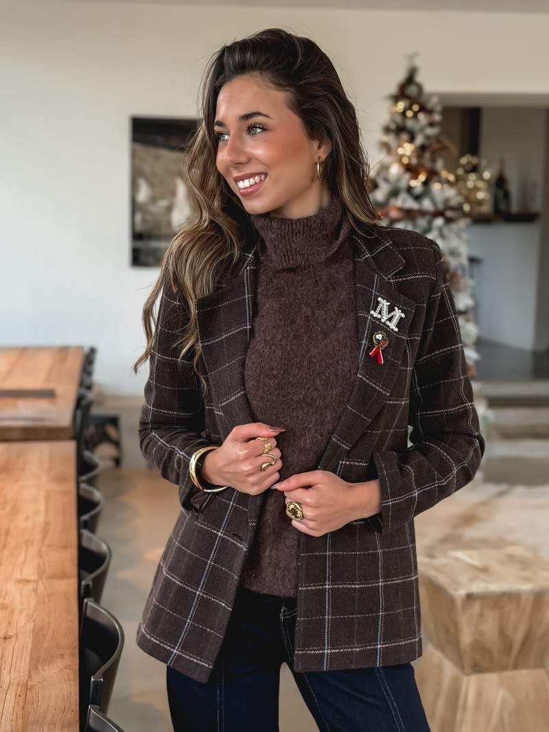 Blazer à carreaux Norella - Marron