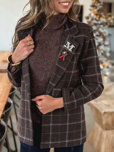 Blazer à carreaux Norella - Marron
