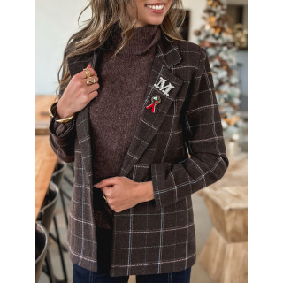Blazer à carreaux Norella - Marron