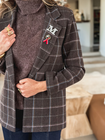 Blazer à carreaux Norella - Marron