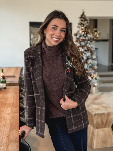 Blazer à carreaux Norella - Marron