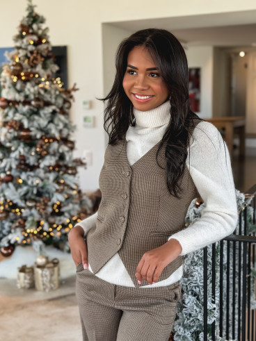 Gilet à carreaux Imma - Chocolat