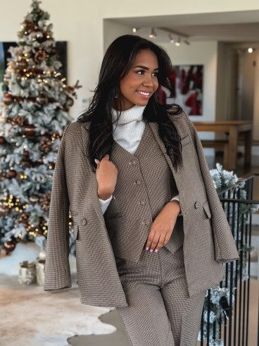 Gilet à carreaux Imma - Chocolat