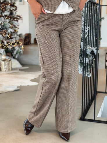 Pantalon à carreaux Imma - Chocolat