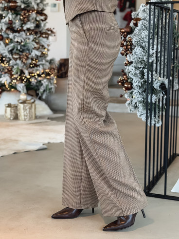 Pantalon à carreaux Imma - Chocolat