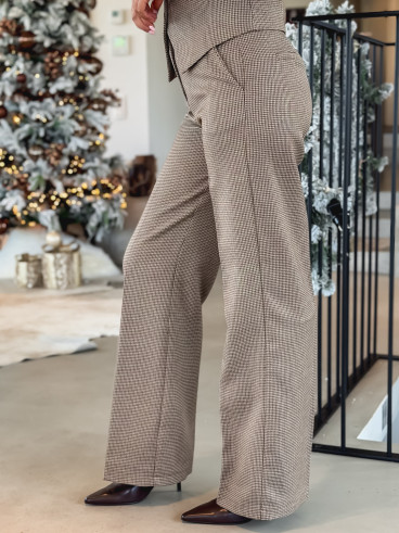 Pantalon à carreaux Imma - Chocolat