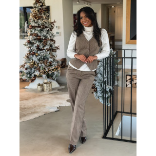 Pantalon à carreaux Imma - Chocolat